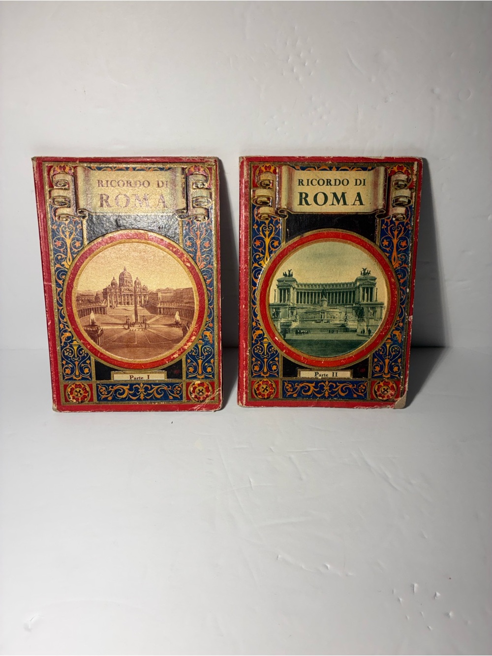 Vintage Ricordo di Roma Part I & II Souvenir Photo Albums Set of 2 Italy Rome Tr